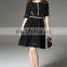 Short sleeve black knit dress with beads dress China supplier