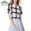 New Fashion Summer Casual Stripes Chiffon Short Sleeve Shirt women