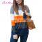 Wholesale Long Sleeve Color Block Pocket Loose Women Sweater Ffor Winter