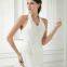 Halter Top Fit and Flare Taffeta Wedding Dresses with Pickups