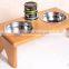 Custom logo solid wooden dog bowl stand,wood dog food bowl