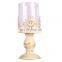 Europe white paint baking iron glass candlestick holder metal romantic candle holder wedding decoration