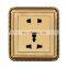 Type 86 Universal 3 pin Wall Socket With Switch 16A Copper Wire Drawing Panel Sockets And Switches Electrical With LED Light