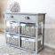 Vintage Grey Range - Two Drawer and Four Wicker Basket Storage Unit