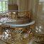 Curved Rotating Villa Stairs European Brass Engraved Sandblasted Gold-plated Handrails
