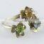 Flower Shape Blue Topaz & Citrine & Peridot 925 Sterling Silver Ring, Silver Jewellery India, Handmade Silver Jewellery