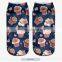 Fashion Muffin Bears Black High Quality 3d Digital Full Print Colorful Ankle Socks Sports Unisex Custom Hot Sale Stretch Spandex