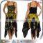 your own brand clothing wholesale yellow and black irregular high low hem casual dresses