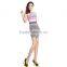 Wholesale Stylish Cheap Stripe Lace Sleeveless Body Shaping Top Crop Knitted Wrap Skit Suits