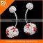 Star Stone on Crystal Ball Stainless Steel Belly Button Navel Rings Body Piercing Jewelry