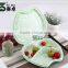 Folding 1000ml 3 Compartment Green White Plastic Disposable Bento Lunch Box/ Take Away Bento Box/hot Food Package Box