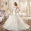 VDN41 Romantic Big Ruffle Skirt Formal Bridal Wedding Party Gown 2016 Sleeveless Lace Appliqued Bodice Sheer Wedding Dress