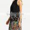 SheIn Black Halter Neck Women Casual One Piece Beach Dress In Floral Print