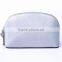 Kind Workmanship Genuine Leather Silver Makeup Bag Metal Zipper Closure