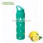 pyrex glass water bottle with rubber silicone sleeve and unique design and straw wholesale