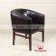 Black leather Chesterfield armchair / leather / fabric YZA500