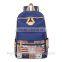 canvas school backpack bag with leather trim