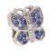 stainless steel Butterfly red crystal Charm for wholesale