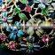 45mm big epoxy colorful flowers crystal round filigree victorian fashion women brooch jewelry 6520001