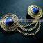 vintage bronze round engraved victorian blue cabochon chain fashion collar brooch jewelry 6520002