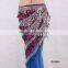 Triangle tribal printed crochet beaded belly dancing coins belt belly dance hip belt belly dance beaded hip scarf for women