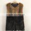 2016 new hot sale winter/autumn long faux fur splicing color vest