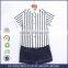 Short Sleeve Senior Cotton Strip School Uniform Shirt