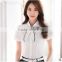 white and blue colour hot-selling latest office blouse patterns formal sexy blouse tops