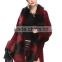 Autumn and winter new women large size loose imitation fox fur collar knitted cardigan shawl jacket