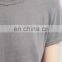 Ladies Grey Tops On Sale Short Sleeves Basic Tops With Frayed Asymmetric Hem