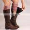 Pacthwork Color Button Knitting Leg Warmers BootToppers Cuffs
