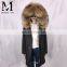 High Quality New Lovely Parka Genuine Raccoon Fur Hood Jacket Real Wolf Fur Parka