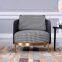 luxury fabric wood frame golden stainless steel base lounge sofa chair