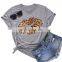 RTS Hot Sale Leopard Cheetah  Lip Printed  T Shirt Women Tee Shirt Top Women