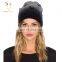 Skull printed cashmere wool knit beanie hat for women