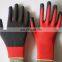 13G Red Polyester Palm Coated Black Latex Maintenance Worker Safety Gloves