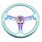350mm ABS  Aqua blue steering wheel universal , ABS Plastic with neo chrome iron spoke steering wheels