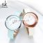 SHENGKE Simple Watch For Ladies Soft Leather Band Special Design Dial Circle Images Dial Quartz Movement Alloy Watch
