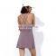 OEM Custom Breathable Elastic Solid  Tennis Dress With Shorts Sexy Tennis Skirt Two Piece For Women