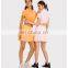 2023 New Cool Fabric Short Sleeve Built In Bra Crop Top Bottom Elastic Women Yoga Sports Workout Gym Fitness Tennis Polo Shirt