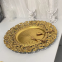 New European Style 13 Inch Round Wedding Party Table Decoration Gold Flower Pattern Plastic Charger Plates