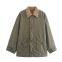 New style women's retro loose casual long-sleeved color-matched patchwork button-down blazer with collar