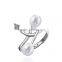 latest leaf shaped pearl ring design for women