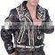 2015 New Fashion Naked Leather Motorcycle Jacket With Indian Beading for Mens Motorbike Leather Jacket
