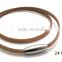 New design genuine leather bracelet double bracelet with magnetic clasp for ladies