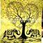 Elephant Love Tree Black & Blue Color Tapestry Indian Bedspread Throw Wall Hanging Valentine Cotton Picnic Sheet Single