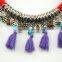Ethnic Accessories Silver Stone Black Chain Tassel Necklace