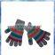 colored stripe knitted magic gloves for young boys