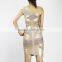 one-shoulder two-pieces foil cool bodycon bandage dress for girls