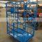 Heavy duty folding wire mesh roll container trolley cart